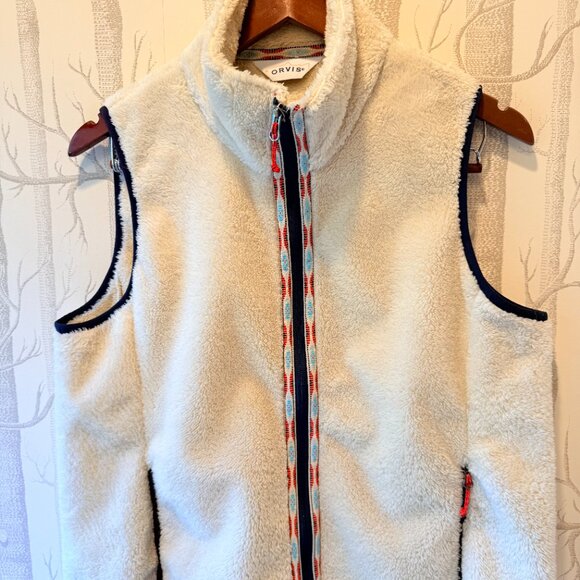 Orvis Women's Ivory Sherpa Fleece Vest Size Medium - Picture 3 of 9